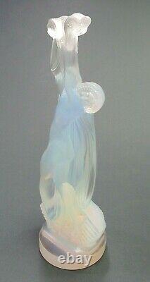 Rare ETLING Art Deco Opalescent Glass Semi Nude Statue c. 1930 Lalique Sabino Era