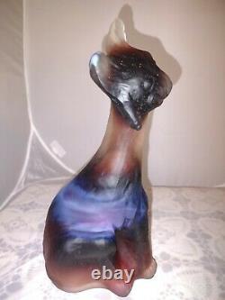 Rare Fenton Art Glass Plum Opalescent Alley Cat