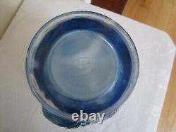 Rare Fenton Blue Opalescent Koi Fish Vase Hand Painted Signed Label USA XLNT