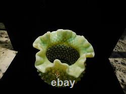 Rare Fenton Old Topaz Vaseline Hobnail Opalescent Art Glass Bowl / Vase Mint