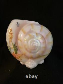 Rare Fenton Opalescent Nautilus Sea Horse Snail Vase 242/250