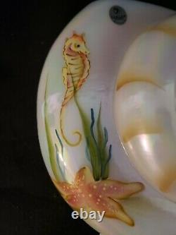 Rare Fenton Opalescent Nautilus Sea Horse Snail Vase 242/250