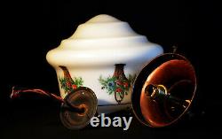 Rare Genuine 1930s art deco Opaline Milk Glass Schoolhouse Pendant Light lantern