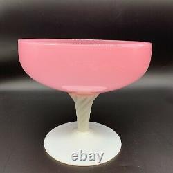 Rare Italian Opaline Veritable Pink Rose Compote Bowl