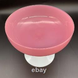 Rare Italian Opaline Veritable Pink Rose Compote Bowl