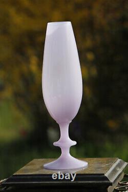 Rare Mauve Purple Vintage Italian Opaline Footed Vase Empoli 30cm 11.8in Italy