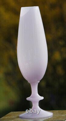 Rare Mauve Purple Vintage Italian Opaline Footed Vase Empoli 30cm 11.8in Italy