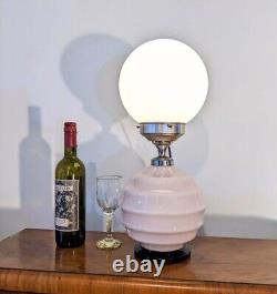 Rare Original French Antique Art Deco Glass Boudoir Lamp Milk Globe Shade 1930s