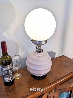 Rare Original French Antique Art Deco Glass Boudoir Lamp Milk Globe Shade 1930s