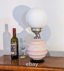 Rare Original French Antique Art Deco Glass Boudoir Lamp Milk Globe Shade 1930s