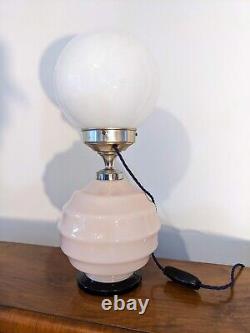 Rare Original French Antique Art Deco Glass Boudoir Lamp Milk Globe Shade 1930s