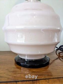 Rare Original French Antique Art Deco Glass Boudoir Lamp Milk Globe Shade 1930s