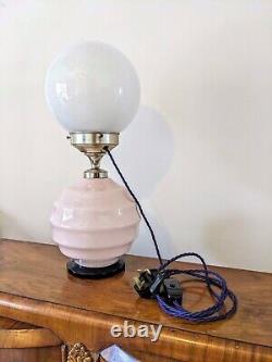 Rare Original French Antique Art Deco Glass Boudoir Lamp Milk Globe Shade 1930s