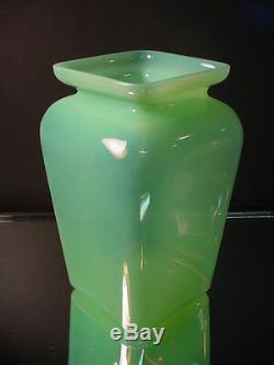 Rare Pair Cenedese Chartreuse Opaline Tang Style Mantle Vases Murano Eames Era
