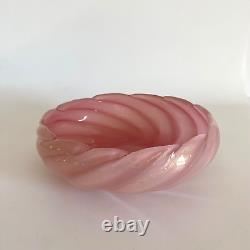 Rare Pink Opalescent Archimede Seguso Murano Glass Gold Infused A Coste Bowl