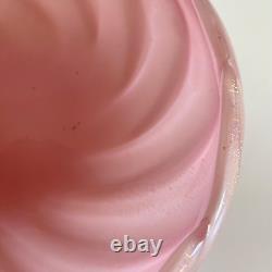 Rare Pink Opalescent Archimede Seguso Murano Glass Gold Infused A Coste Bowl