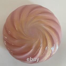 Rare Pink Opalescent Archimede Seguso Murano Glass Gold Infused A Coste Bowl