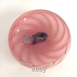 Rare Pink Opalescent Archimede Seguso Murano Glass Gold Infused A Coste Bowl