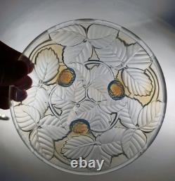 Rare Strawberry Charger Arrers 1930s Art Deco Opalescent Glass Dish From France