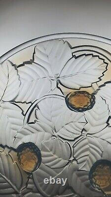 Rare Strawberry Charger Arrers 1930s Art Deco Opalescent Glass Dish From France