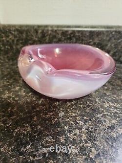 Rare Vintage Art Glass Murano Seguso Pink & Opalescent Italy Ashtray