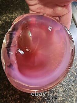 Rare Vintage Art Glass Murano Seguso Pink & Opalescent Italy Ashtray