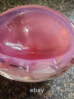 Rare Vintage Art Glass Murano Seguso Pink & Opalescent Italy Ashtray