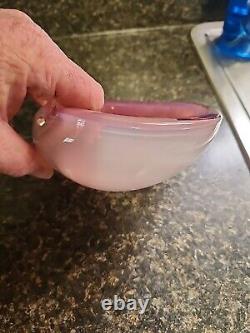 Rare Vintage Art Glass Murano Seguso Pink & Opalescent Italy Ashtray