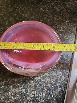 Rare Vintage Art Glass Murano Seguso Pink & Opalescent Italy Ashtray