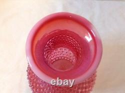 Rare Vintage Fenton Art Glass Cranberry Opalescent Hobnail Bottle Vase