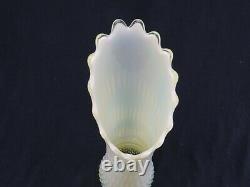 Rare Vintage Fenton Topaz Opalescent 16 Tall Hobnail Swung Vase Vaseline Glass