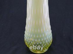 Rare Vintage Fenton Topaz Opalescent 16 Tall Hobnail Swung Vase Vaseline Glass