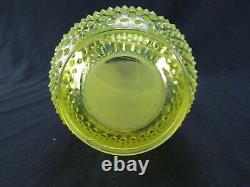 Rare Vintage Fenton Topaz Opalescent 16 Tall Hobnail Swung Vase Vaseline Glass