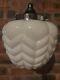 Rare Vintage Rasberry Art Deco Opaline White Glass Ceiling Pendant Light Shade