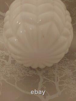 Rare Vintage Rasberry Art Deco Opaline White Glass Ceiling Pendant Light Shade