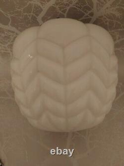 Rare Vintage Rasberry Art Deco Opaline White Glass Ceiling Pendant Light Shade