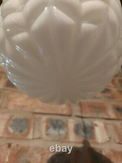 Rare Vintage Rasberry Art Deco Opaline White Glass Ceiling Pendant Light Shade