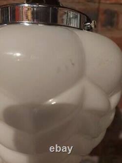 Rare Vintage Rasberry Art Deco Opaline White Glass Ceiling Pendant Light Shade
