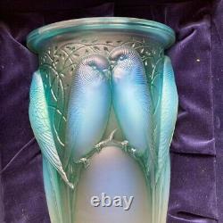 Rene Lalique (France) Ceylan Vase 1924- Opalescent Green Patina 9.5in with Box