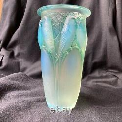 Rene Lalique (France) Ceylan Vase 1924- Opalescent Green Patina 9.5in with Box