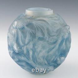 Rene Lalique Opalescent Cerulean Blue Stained Formose Vase Designed 1924