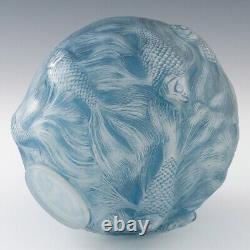 Rene Lalique Opalescent Cerulean Blue Stained Formose Vase Designed 1924