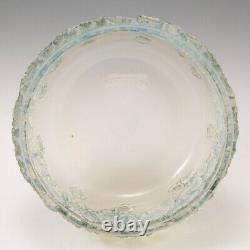 Rene Lalique Opalescent Frosted and Blue Stained Primeveres Bowl Designed 1930