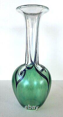 Robert Held Studio Art Glass Opalescent Iridescent Vase 8H