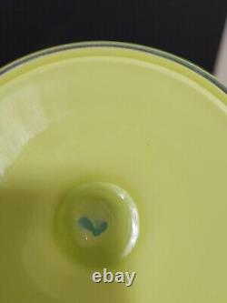 Robin Mix Veronese Opaline and Chartreuse Art Glass Vase Signed 10 Tall
