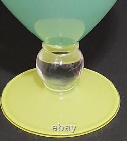 Robin Mix Veronese Opaline and Chartreuse Art Glass Vase Signed 10 Tall