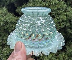 Ruffled Opalescent Iridescent Striated Swirl Hobnail Art Glass Bowl by Fenton