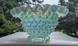 Ruffled Opalescent Iridescent Striated Swirl Hobnail Art Glass Bowl by Fenton