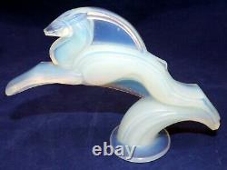 SABINO OPALESCENT ART GLASS Art Deco Leaping MASCOT GAZELLE 4.25T X 6.25L NICE