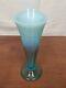 Scarce Model Flint Calyx Blue Opalescent Art Glass Hard To Find Footed Bud Vase